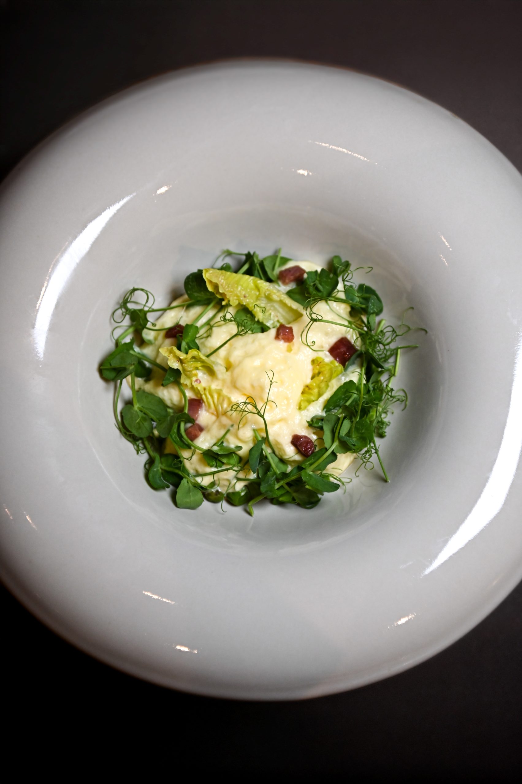 Plat signature du restaurant Amme, dressage gastronomique